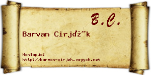 Barvan Cirjék névjegykártya
